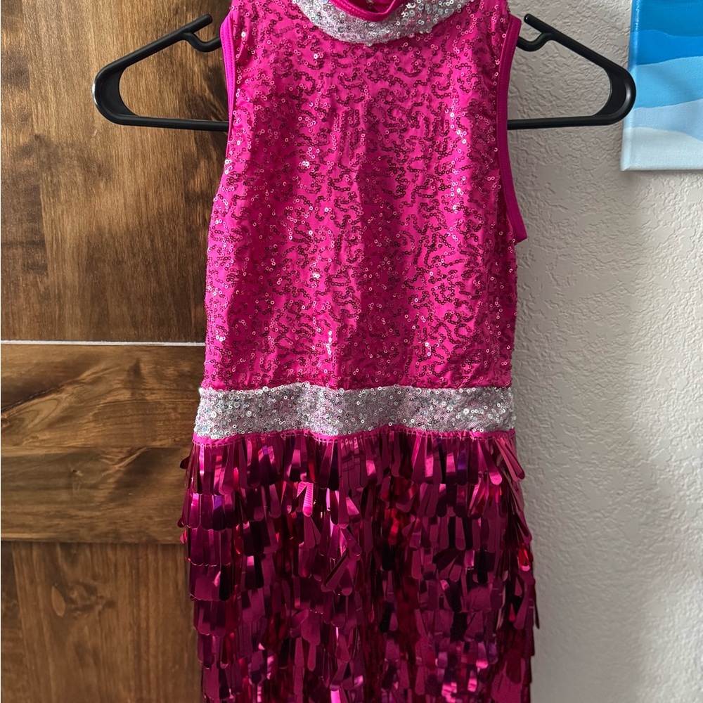 Weissman Fuchsia and Silver Sequin Kids Dance Costume
